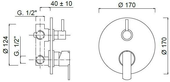 Rubinetteria Giulini Смеситель для душа с переключателем Surf F5813-3 - Вид №1