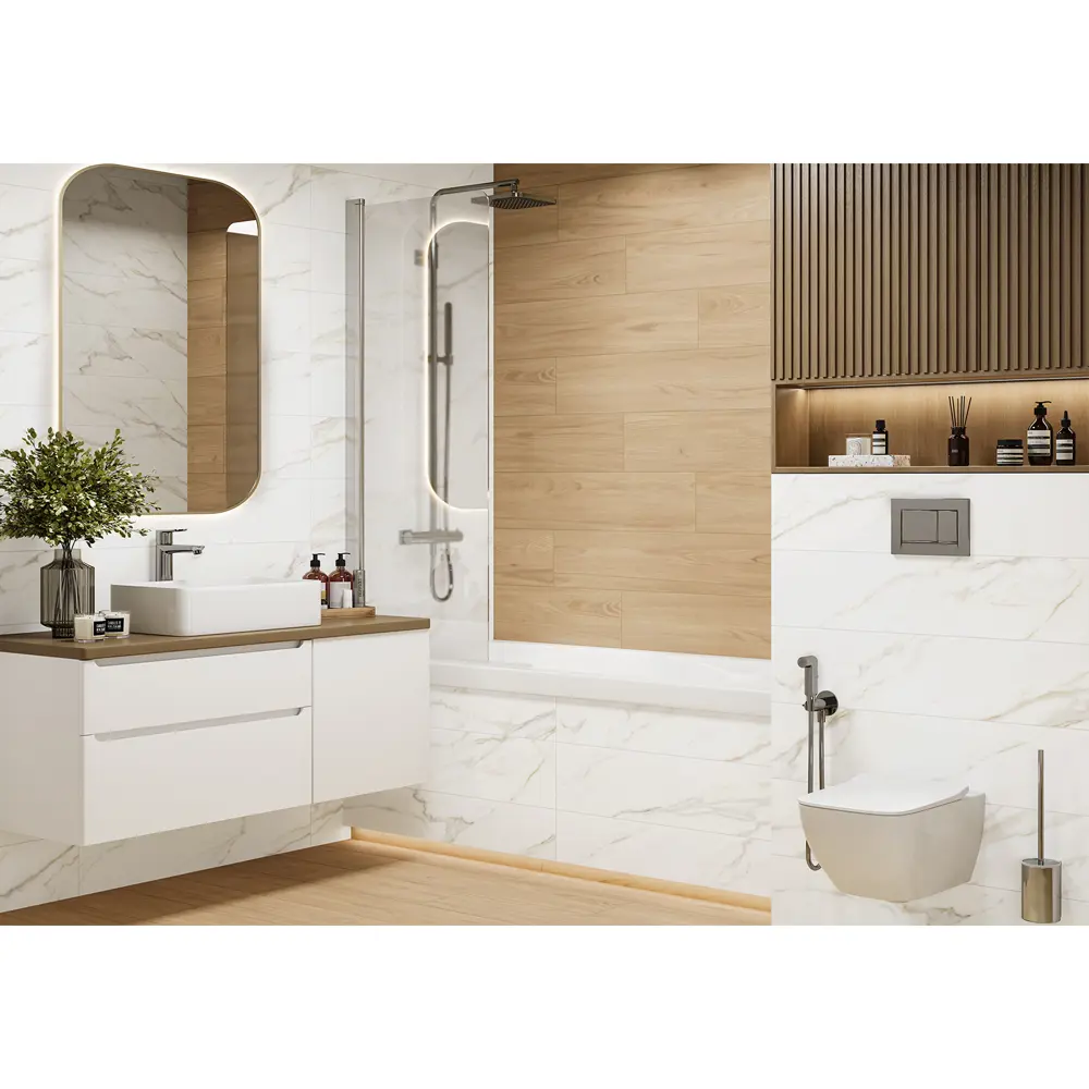 Глазурованный керамогранит Alma Ceramica Calacatta Incanto 04 20x90 см 1.62 м² матовый цвет белый 89456755 STLM-2166317 - Вид №2