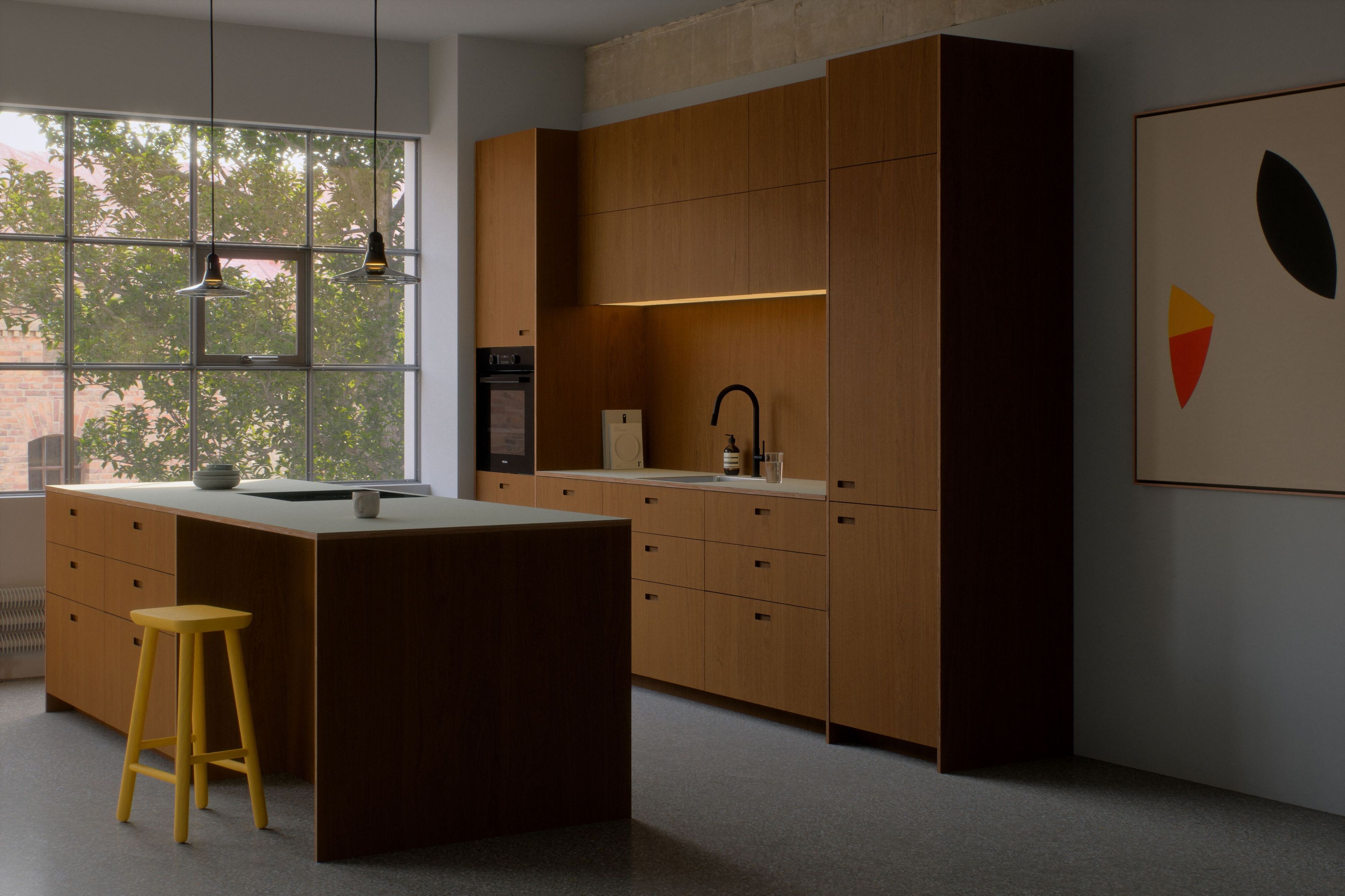 Линейная кухня из шпона с островом Neuvermoebelt SMART LINE KITCHEN SYSTEMS ARCH-00012508 - Вид №1