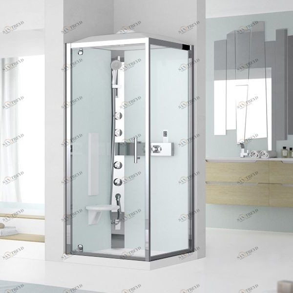 Novellini. Душевая кабина термостатическая 90x90 GF90 HYDROMASSAGE с низким душевым поддоном и крышей с парогенератором GLAX 3 GL3GF90T1N1K