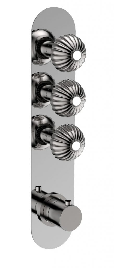 02542/3 Встроенный термостатический смеситель с 3 кранами открытия / закрытия на одной пластине (3 выхода). Bongio Radiant