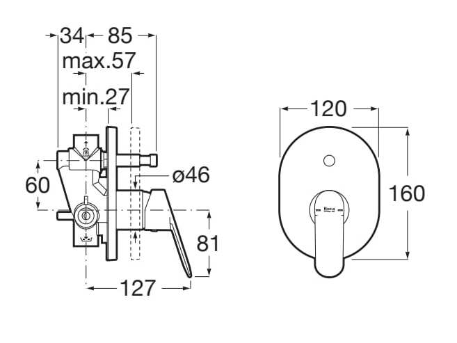 Встраиваемый смеситель для душа с переключателем Roca Alfa ARCH-00114811 - Вид №2