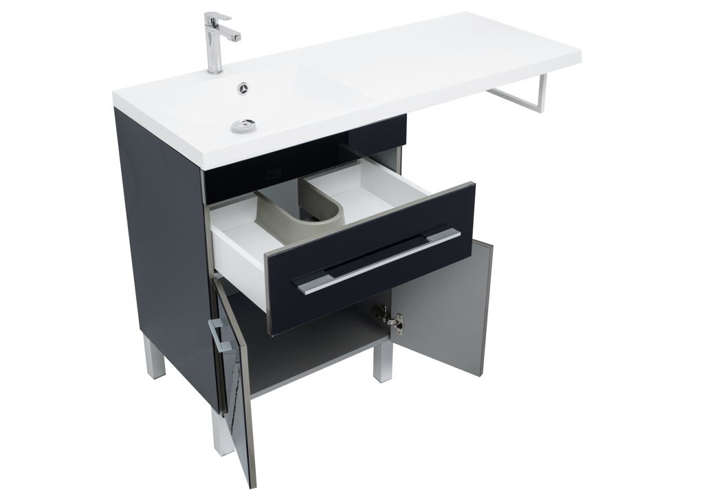 Тумба с раковиной Aquanet Верона 120 L черный (напольная, 1 ящик, 2 дверцы) 0018270500239565 - Вид №3