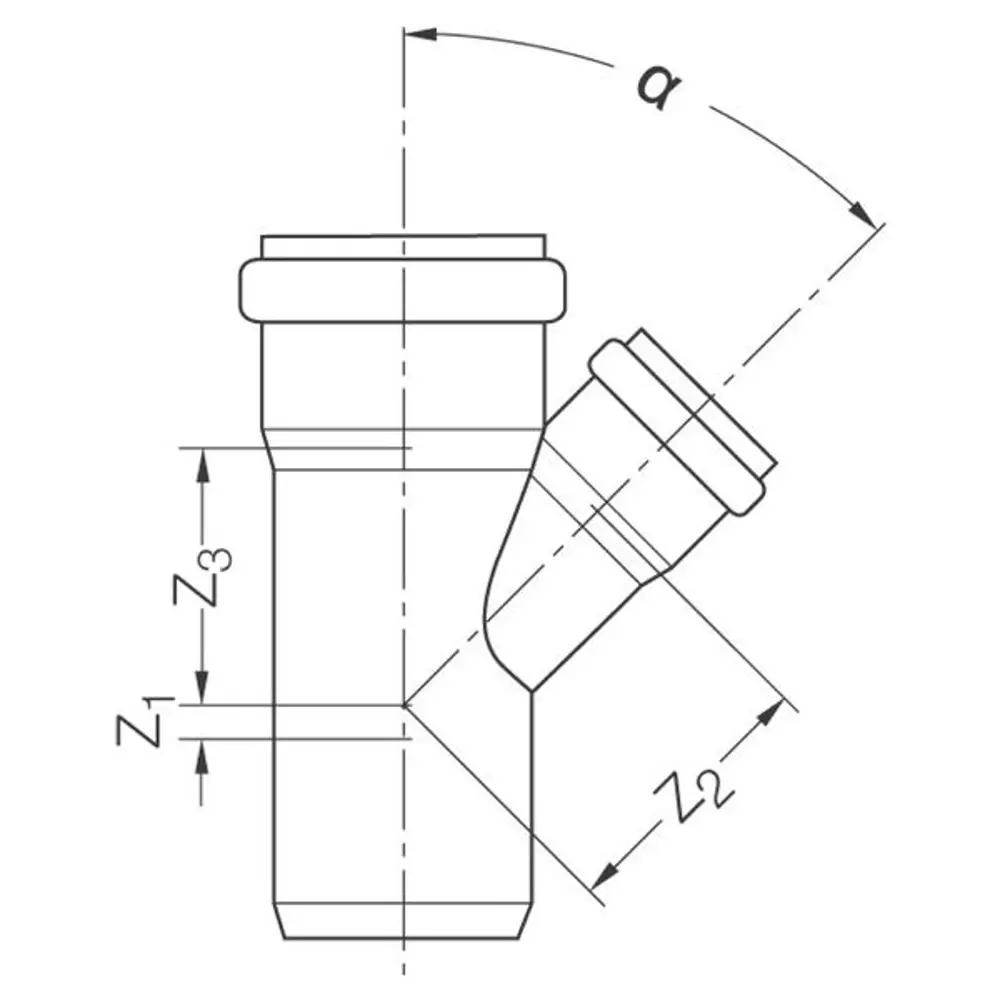 Тройник ø 110x50/45° Rehau Raupiano полипропилен 121304 82342583 STLM-2104400  - Вид №3