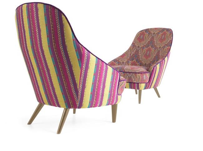 ETRO Home Interiors Кресло с обивкой из ткани с подлокотниками Jefferson E.jef.221.a - Вид №1