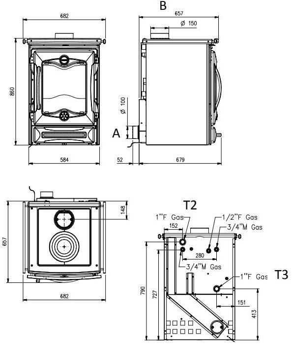 LA NORDICA EXTRAFLAME Дровяная термо-печь с облицовкой из эмалированного чугуна sun-id-1363844 - Вид №2