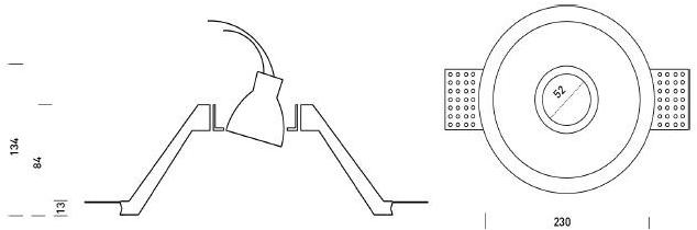 GESSO Встраиваемый в потолок держатель точечного светильника из гипса  817  - Вид №6