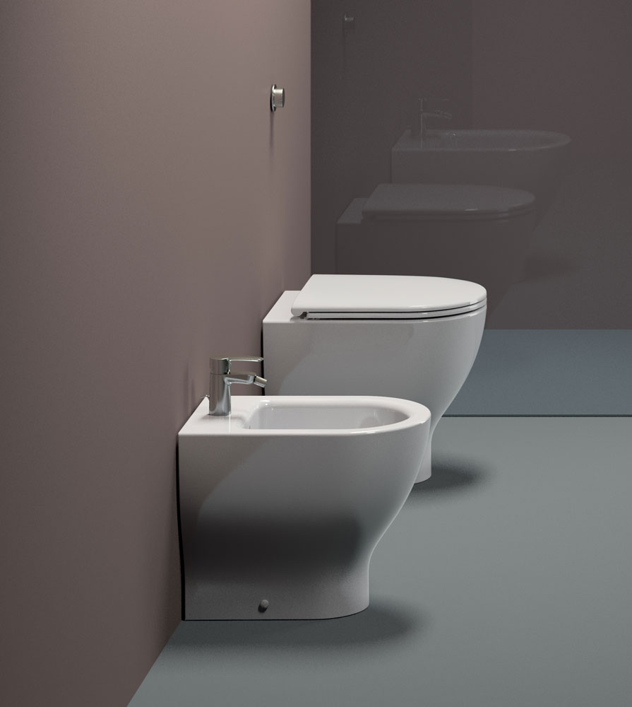 911011 Приставной унитаз напольный Белый GSI ceramica City Италия - Вид №2