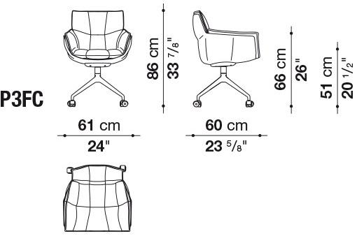 B&B Italia Стул из ткани с подлокотниками на колесиках Husk sun-id-1499717 - Вид №2