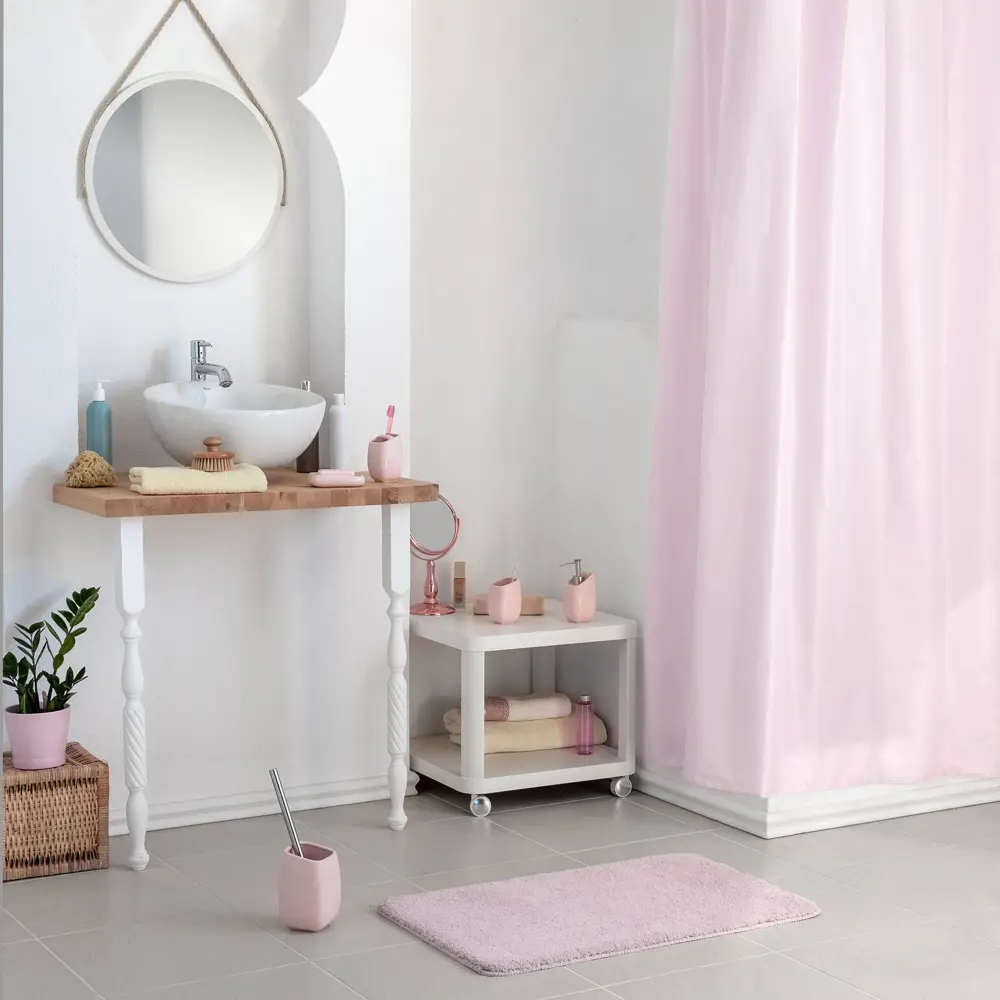 Штора для ванны Brillar pink, 180х200 см, полиэстер, цвет розовый 82168002 STLM-2015674 WESS - Вид №7