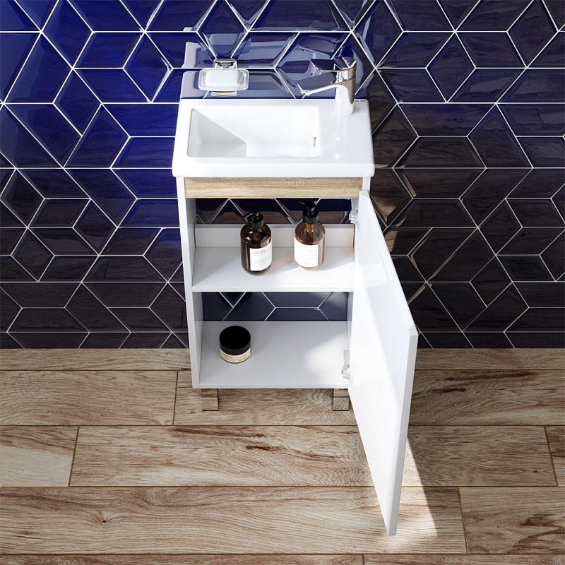 M85AFSX0451WG База под раковину напольная 45 см 1 дверца белый глянец AM.PM X-Joy  - Вид №1