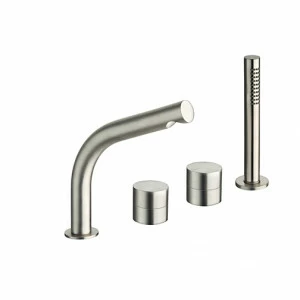 CRISX124 Смеситель для ванны, монтируемый на палубе, на 4 отверстия, с изливом, выдвижным ручным душем с защитой от известкового налета с независимым перемешиванием и СЛЕДУЙ ЗА МНОЙ Cristina Rubinetterie