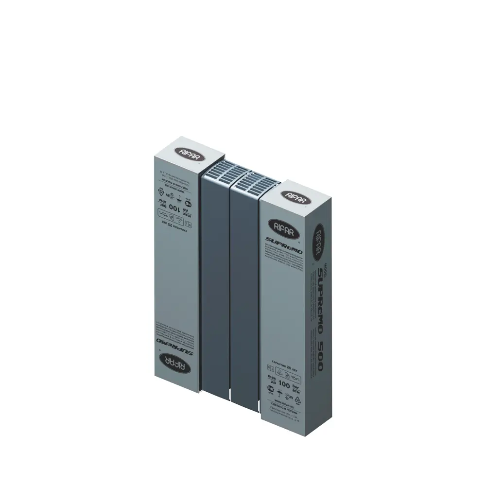 Радиатор секционный Rifar Supremo S50004RAL7012 500/90 4 секции боковое подключение биметалл серый STLM-2034328 - Вид №5