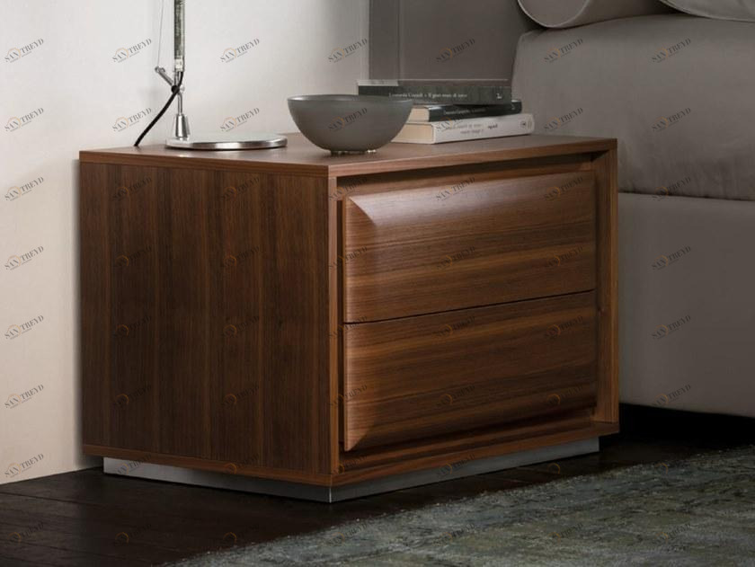 Porada Прикроватная тумба из орехового дерева квадратная с ящиками Iron sun-id-1481793