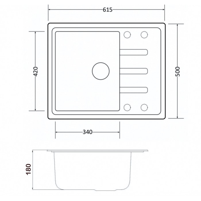 Zorg GR 615 Black Bronze Мойка кухонная прямоугольная Zorg  - Вид №2