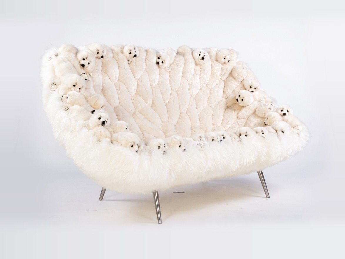 2-местный диван из полиэстера APCOLLECTION Снежный тюлень ARCH-00082022