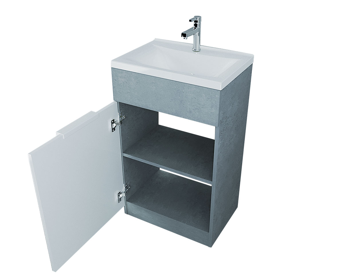 У99085 Тумба с раковиной Revo 50Н 1д. Бетон светло-серый 1 Marka 
