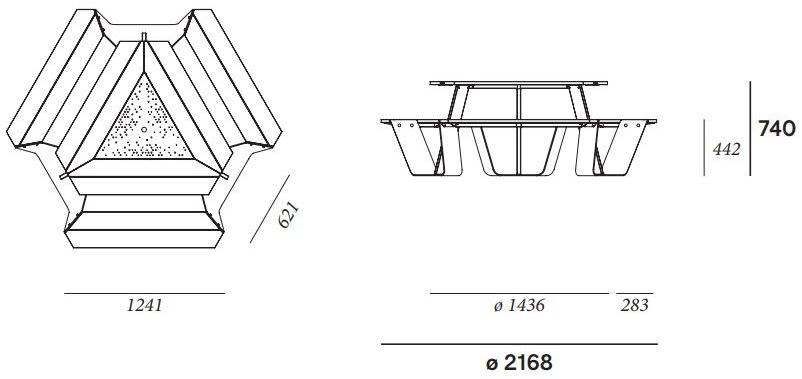 Extremis Стол для пикника из стали с порошковым покрытием со встроенными скамейками sun-id-1468570 - Вид №4
