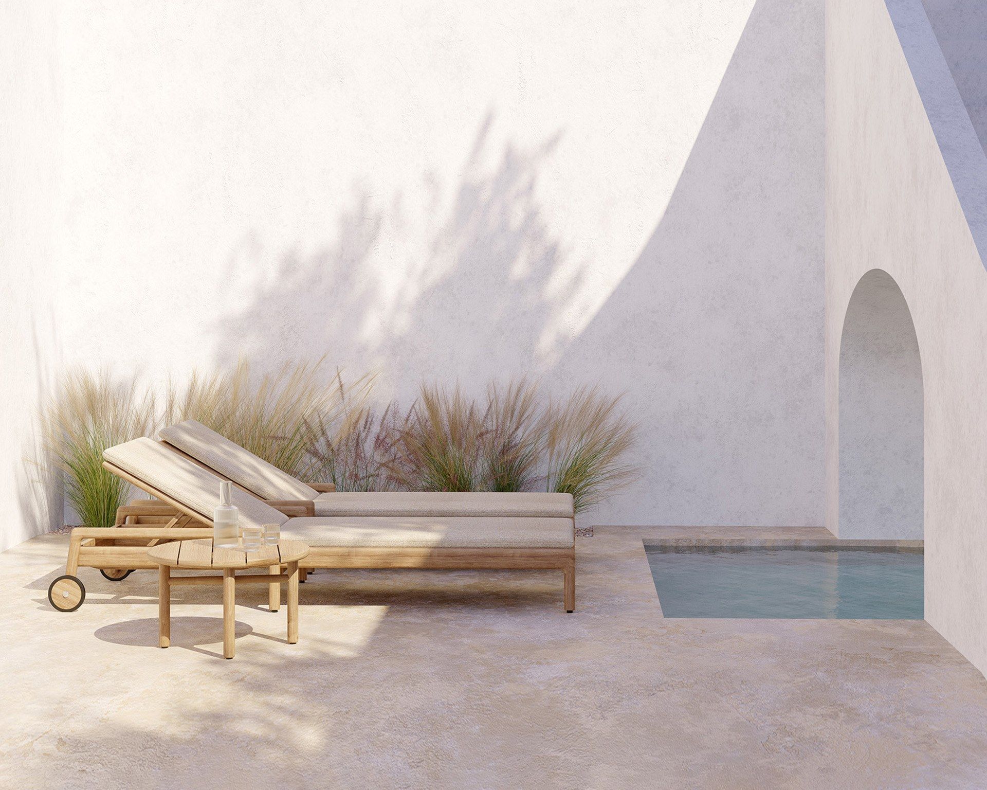 Садовая кровать с откидной спинкой из тикового дерева с колесами Ethnicraft Джек ARCH-00096515 - Вид №13