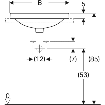 500.726.01.2 Встраиваемая раковина Geberit VariForm овальной формы, с полкой для отверстия под смеситель Geberit  - Вид №3