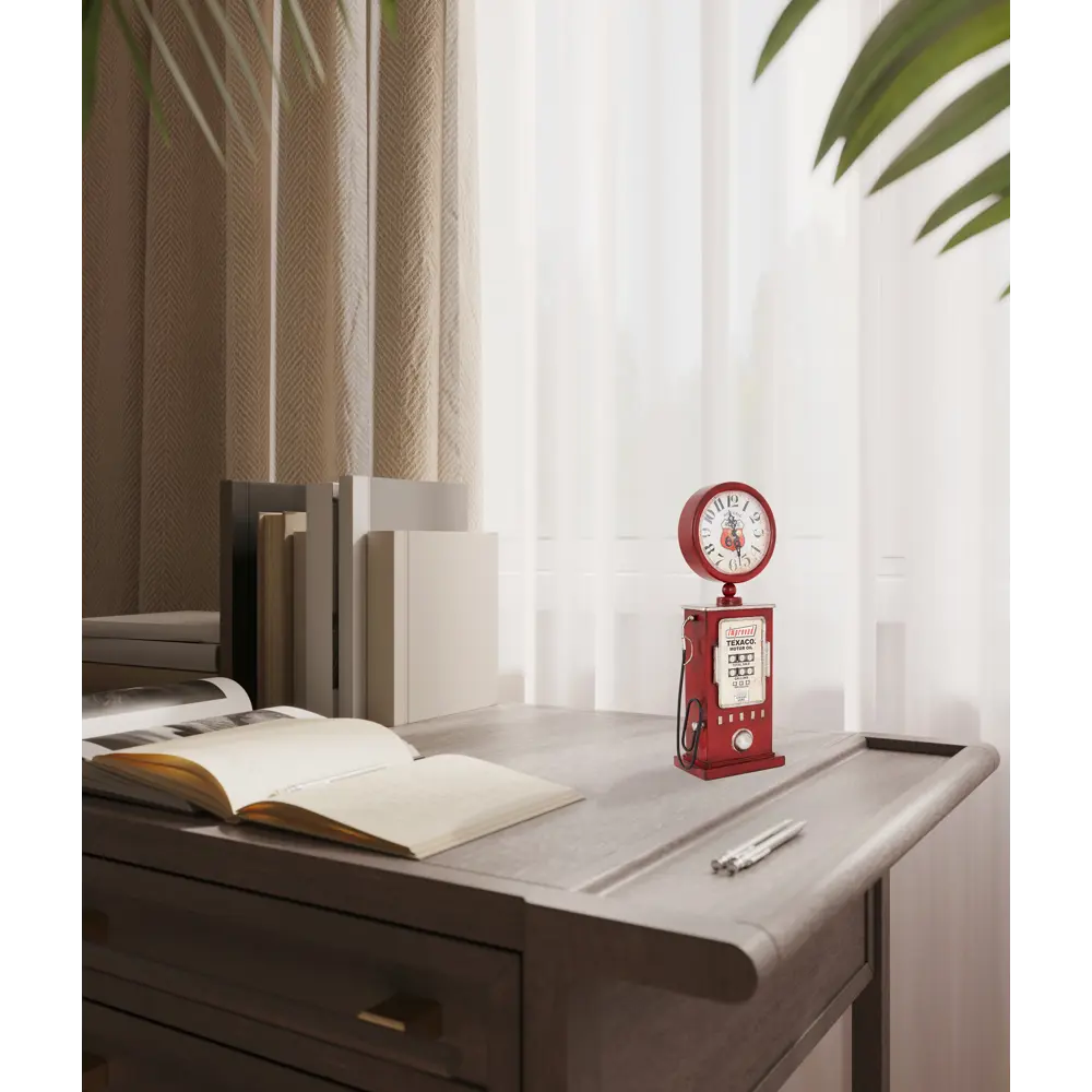 Часы настольные Dream River Бензоколонка металл цвет красно-белый ø13 см STLM-2109810 - Вид №3
