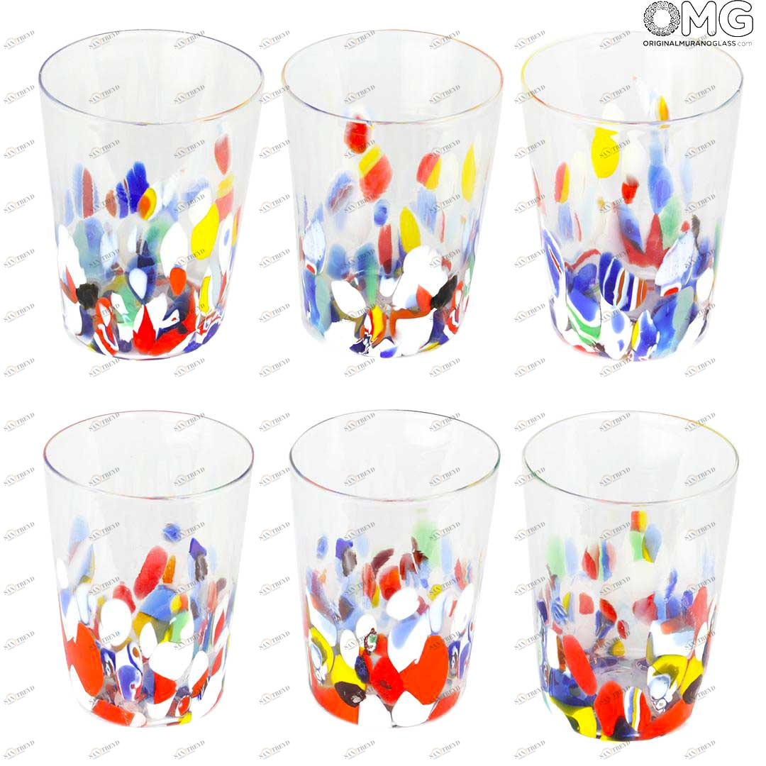 2195 ORIGINALMURANOGLASS Набор из 6 стаканов для вина и воды - муранское стекло 8 см 