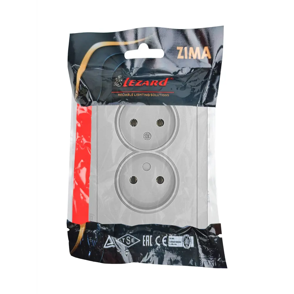 Двойная розетка Lezard Zima для сухих помещений, серый матовый 89398385 STLM-1578853 - Вид №3