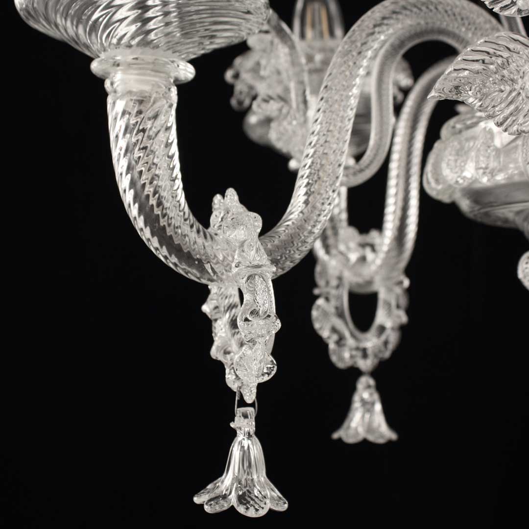 4177 ORIGINALMURANOGLASS Люстра Гиацинт на 5 ламп - Кристалл - муранское стекло OMG 65 см CLASSICO - Вид №1