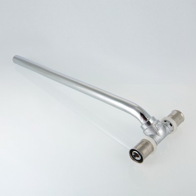 VTm.282.HN.161516 Пресс-фитинг – тройник с хромированной трубкой Valtec 15 мм, 16х15х16, 70 см  - Вид №1