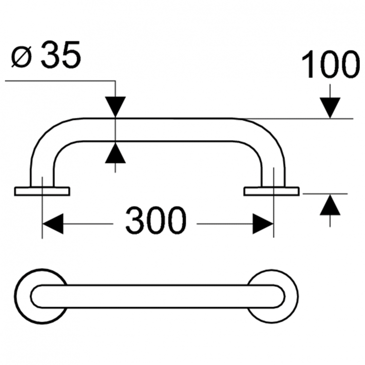 S6450AC Поручень опорный прямой 30 см Ideal Standard CONTOUR - Вид №1