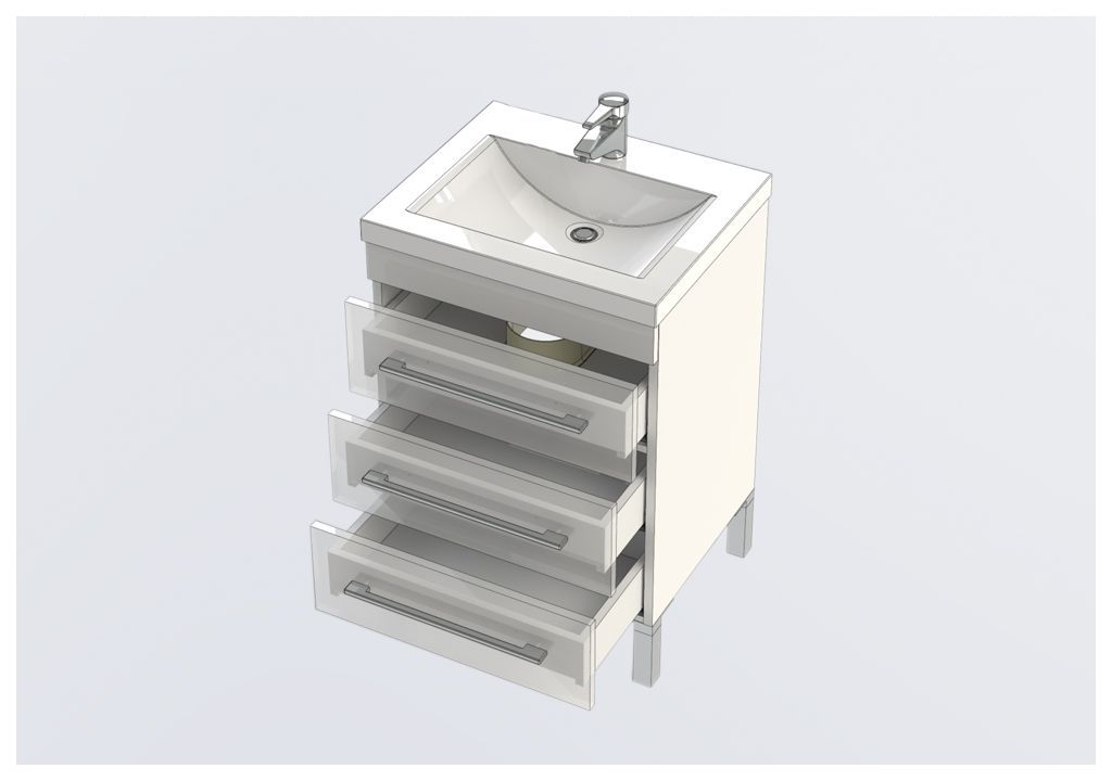 Тумба с раковиной Aquanet Верона NEW 58 черный (напольная 3 ящика) 0017847500204117 - Вид №4