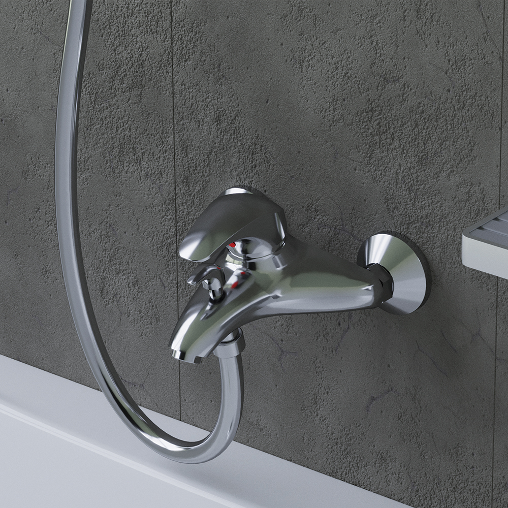 101000000 New смеситель д/ванны/душа настенный излив 169мм аэратор 24мм Damixa Space - Вид №1