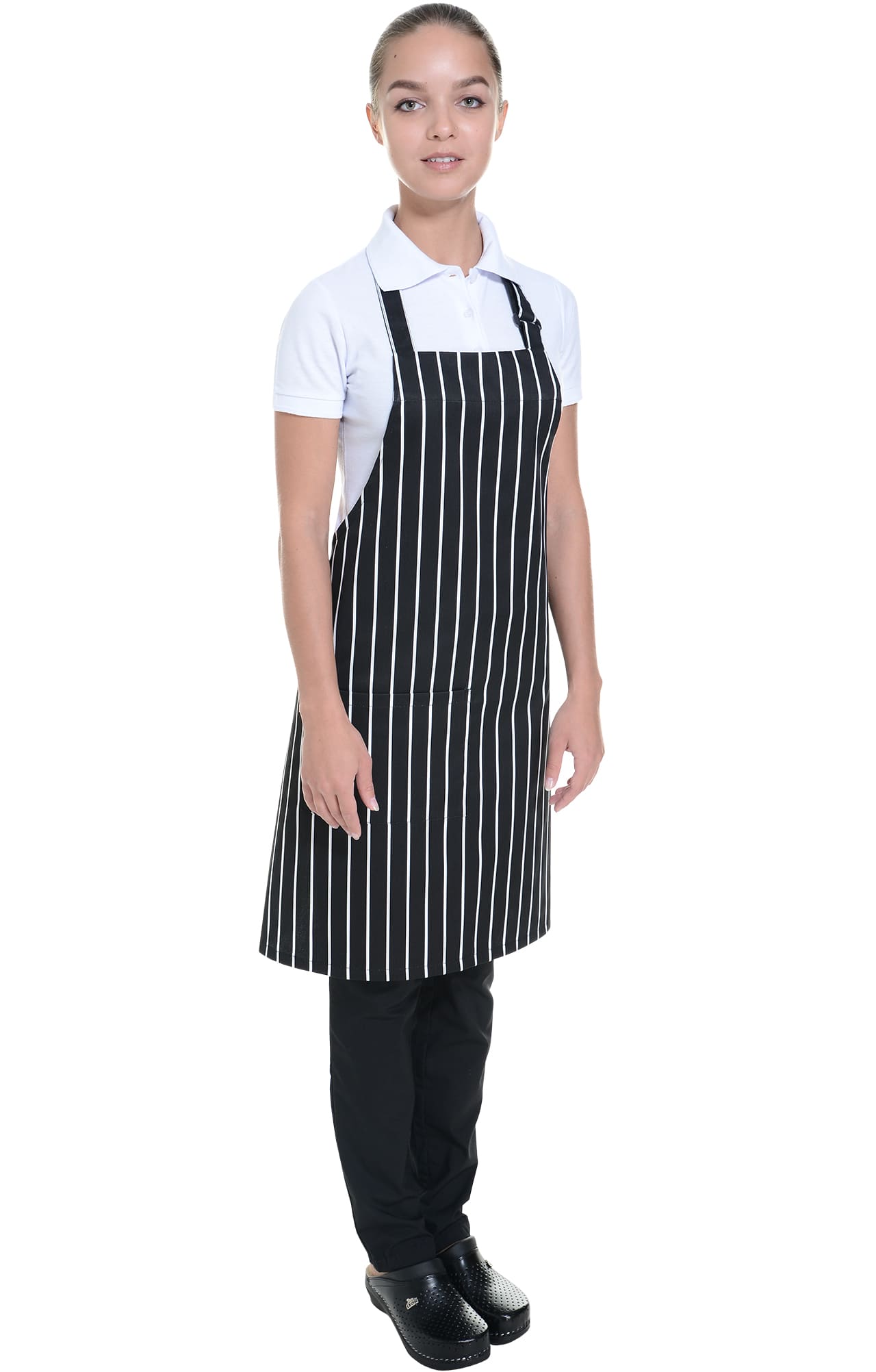 60351 Фартук с нагрудником MixColor black (черно-белая полоска) HORECA  Одежда для официантов  размер  - Вид №4