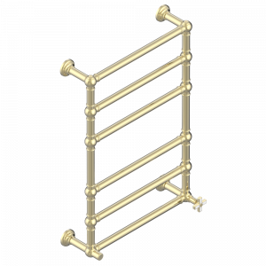 U9G-TWT6H1 Полотенцесушитель Традиционный, 6 перекладин, 625 мм x 925 мм, водяной, с 1 декоративной крестовой рукояткой Thg-paris West coast с ручками-крестиками с белым ониксом Светлое золото