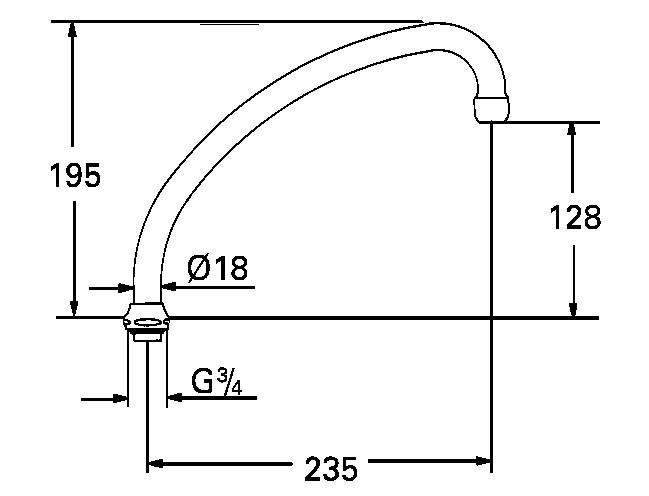 Излив для смесителей для кухни вертикального монтажа 1/2 дюйма GROHE, хром (13077000) Spare Parts - Вид №1