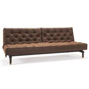 Диван Oldschool c ножками Retro из темного дерева и черной рамой, коричневый