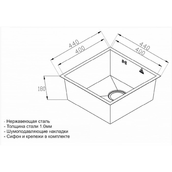 Zorg SH X 4444 ALTA Мойка кухонная прямоугольная Zorg  - Вид №3