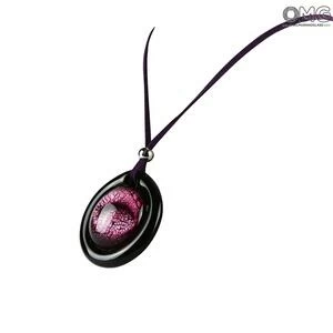 2472 ORIGINALMURANOGLASS Круглая фиолетовая подвеска - стекло соммерсо - муранское стекло - Original Murano Glass OMG 5 см