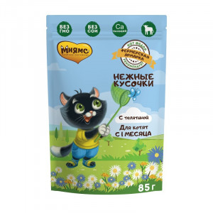 ПР0056721 Корм для котят Фермерская ярмарка Нежные кусочки с телятиной пауч 85г МНЯМС