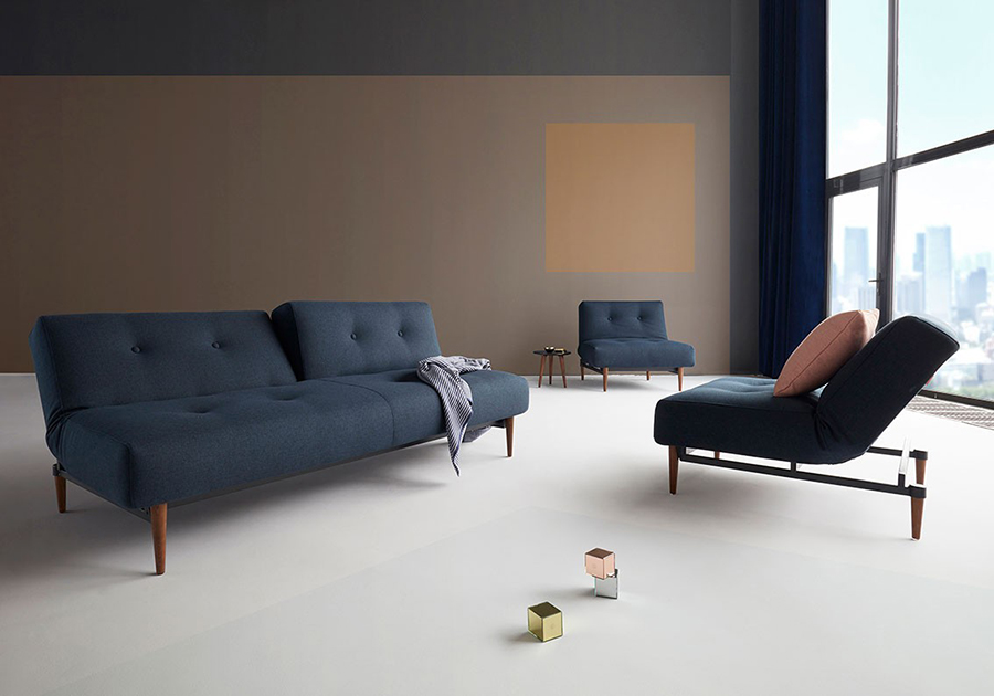 Диван Ample с ножками Styletto из темного дерева и черной рамой, темно-синий Innovation Living AMPLES1 - Вид №8