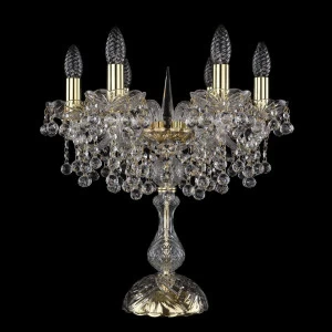 Лампа настольная хрустальная на 6 ламп 47х44 см нежно-золотая Bohemia Ivele 1409L/6/141-47/G BOHEMIA IVELE ПОДСВЕЧНИК 00-3889171 Золото;прозрачный