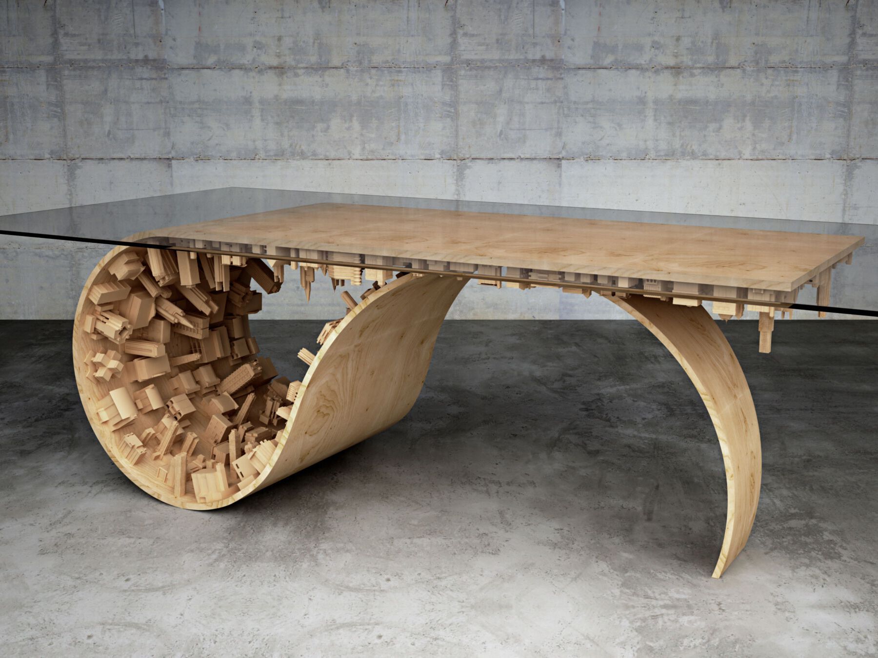 Прямоугольный обеденный стол из дерева и стекла LO Contemporary город ARCH-00088576 - Вид №3