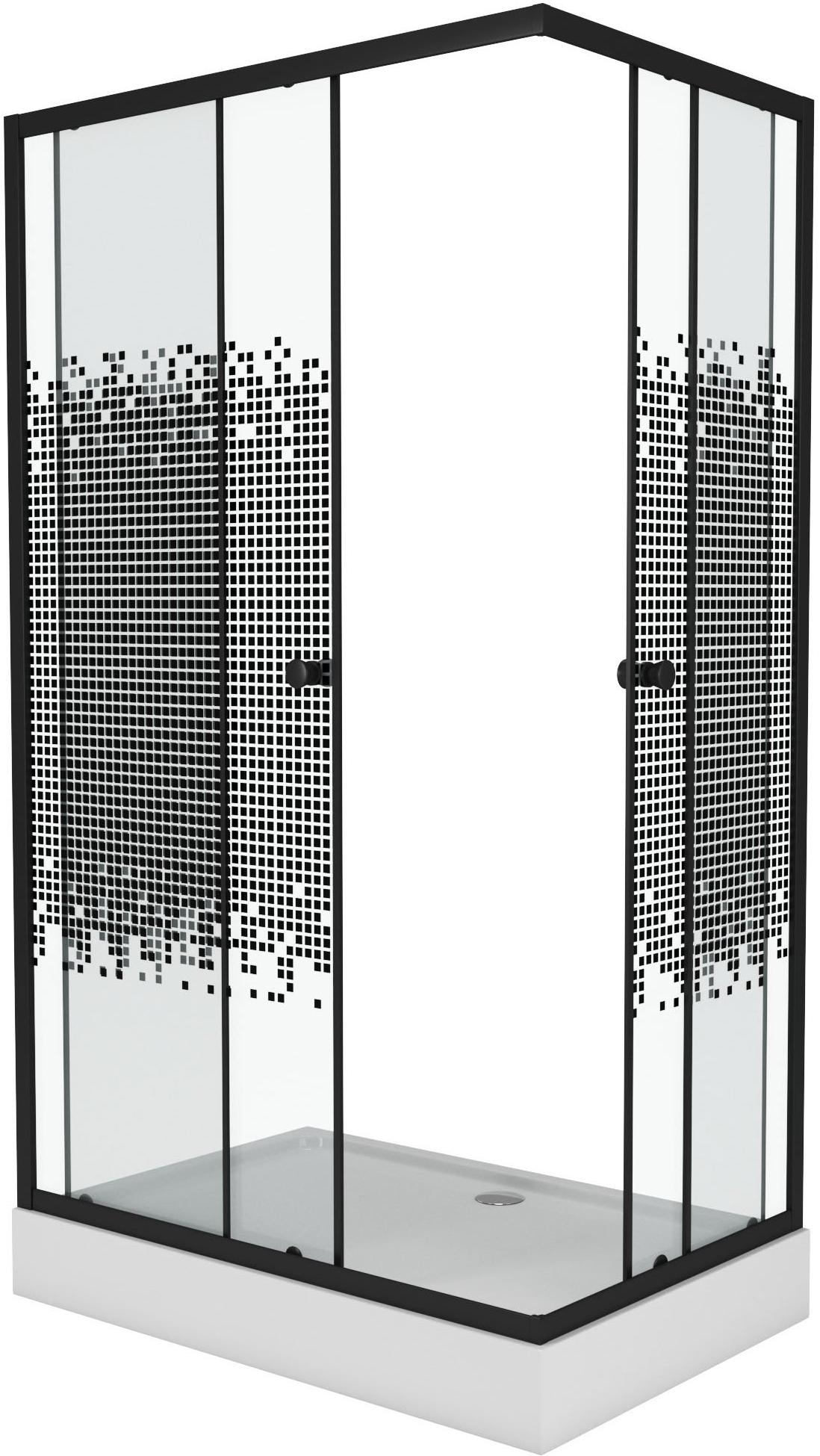 Душ. уголок NG- 012-14Q BLACK(1200х800х1950) низкий поддон(13см) стекло МОЗАИКА, 2 места Niagara ECO 0121452QB - Вид №1