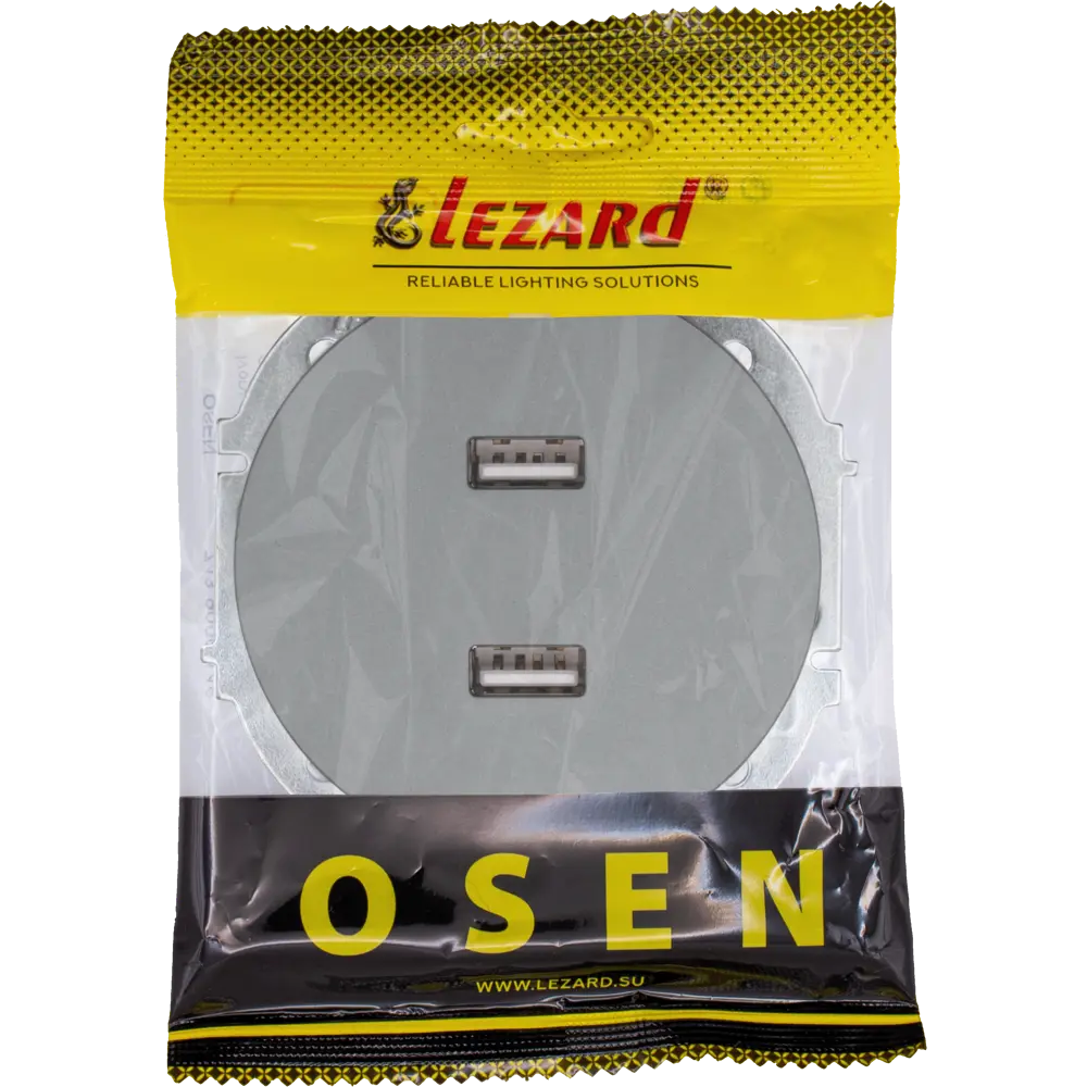 Розетка двойная USB встраиваемая Osen цвет серый 89424792 STLM-2137299 LEZARD - Вид №4