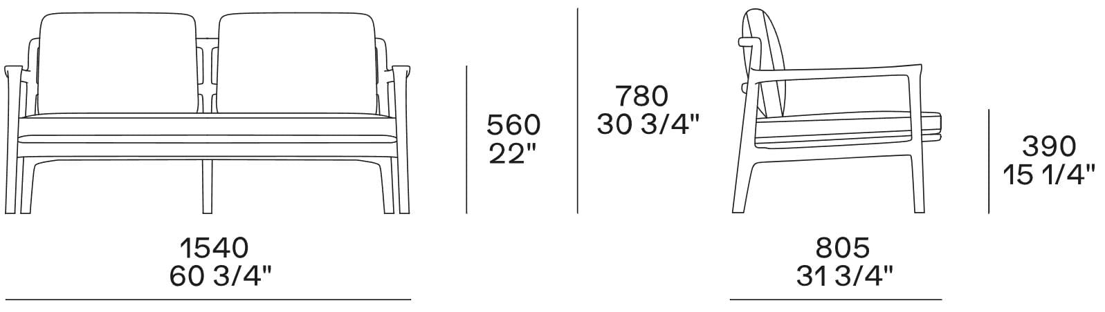 2-местный тканевый садовый диван Poliform Магнолия ARCH-00034295 - Вид №5