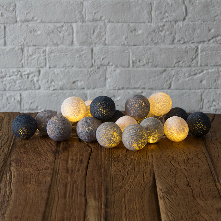 Гирлянад из хлопковых шариков от батареек на 20 лампочек, блюиш грей Lares&Penates 1720GB - Вид №1