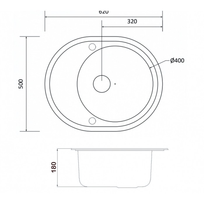 Zorg GR 620 Black Bronze Мойка кухонная овальная Zorg  - Вид №2