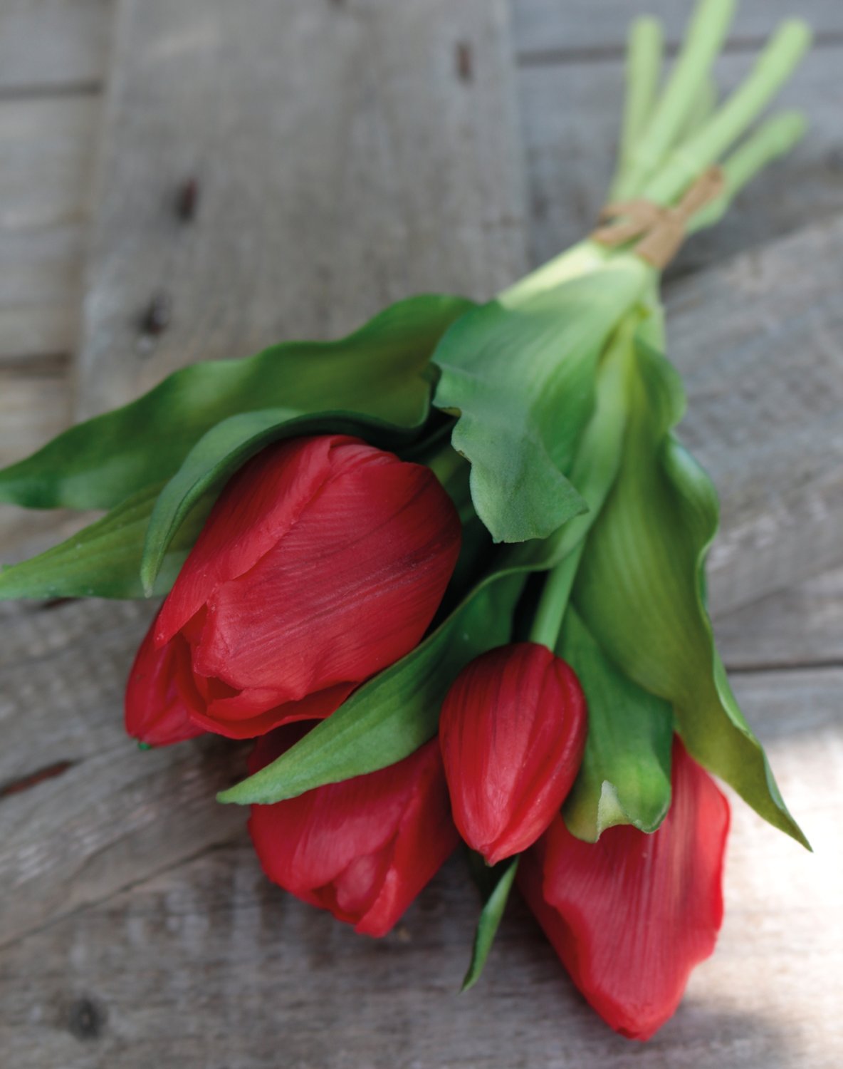 2941 444 a3 Искусственный букет тюльпанов, 5-цветков, 28 см, красный H-andreas  - Вид №13