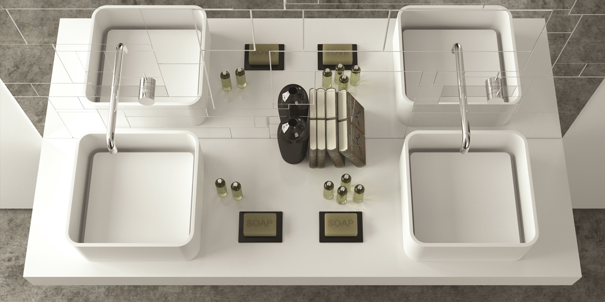 Moma Design Столешница под раковину из Corian 1800 Top 55 белая TPS0955180 - Вид №1