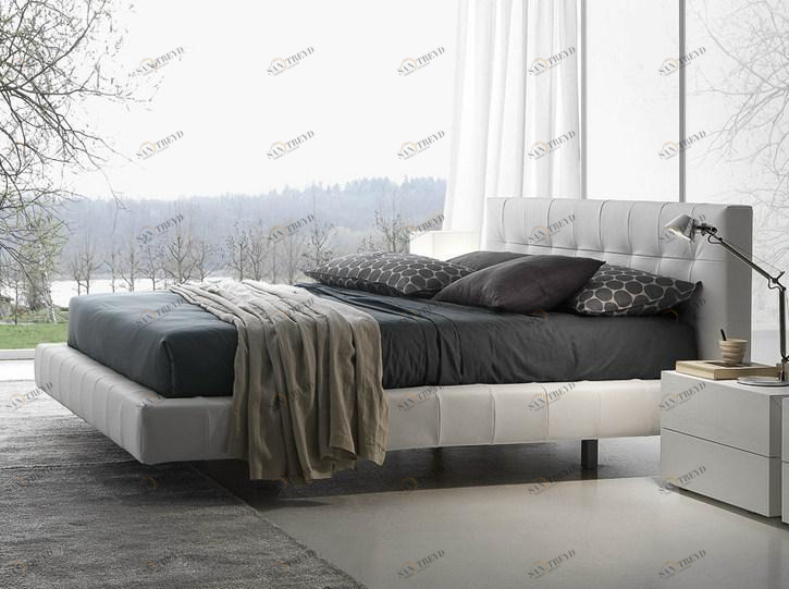 Presotto Двуспальная кровать с обивкой и изголовьем капитоне Omega | letto sun-id-1427116